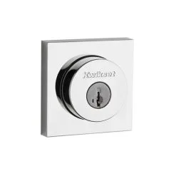 Kwikset 158SQT-26 Halifax Square Single Cylinder Deadbolt With RCAL Latch And RCS Strike KA3 Bright Chrome Finish