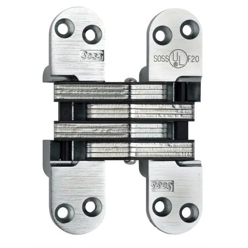 SOSS 218ICUS14 1-1/8" X 4-5/8" Heavy Duty Invisible Spring Hinge For 1-3/4" Doors Bright Nickel Finish