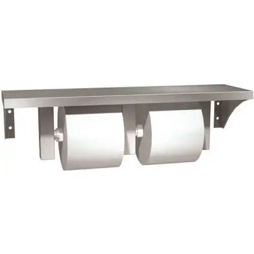 ASI American Specialties, Inc. 10-0697-GAL American Specialties Commercial Surface Mounted Shelf With Double Toilet Tissue Dispenser In Stainless Steel