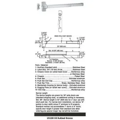 International Door Closers 86P-5A/87P-5A-US10B Grade 1 Push Bar Rim Panic W/Lock Thumbpiece Pull Plate Trim US10B 36" Dark Oxidized Satin Bronze
