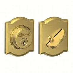 Schlage Residential B60 CAM 608 Camelot Single Cylinder Deadbolt C Keyway With 12287 Latch And 10116 Strike Satin Brass Finish