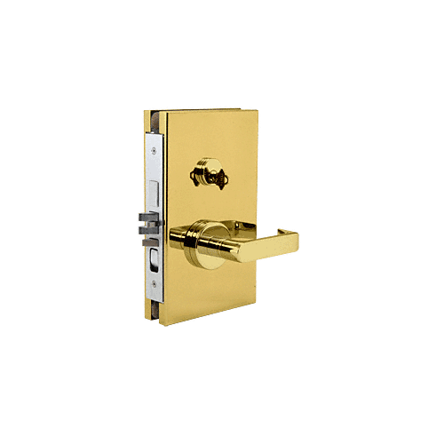 CR Laurence CRL DL610REPB Polished Brass 6" X 10" RH Center Lock With Deadlatch In Entrance Lock Function