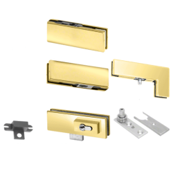CR Laurence CRL PHE5LBR Polished Brass European Patch Door Kit For Use With Fixed Transom And Two Sidelites - With Lock