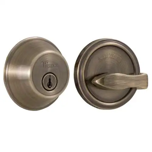 Weslock 00371-A-ASL23 300 Series Single Cylinder Deadbolt With Adjustable Latch And Deadbolt Strikes Antique Brass Finish